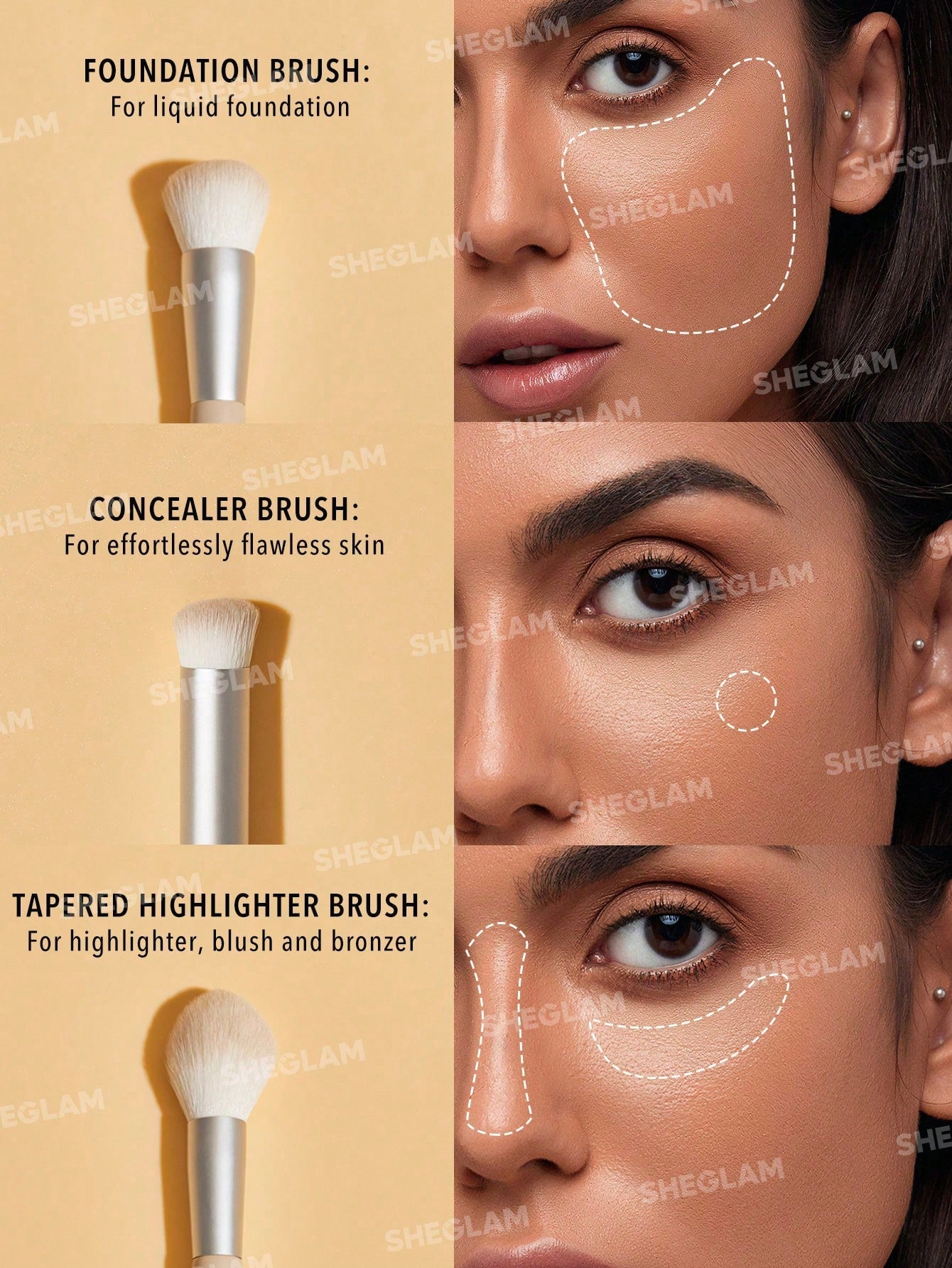 GLAM 101 FACE ESSENTIALS BRUSH SET WITH BAG