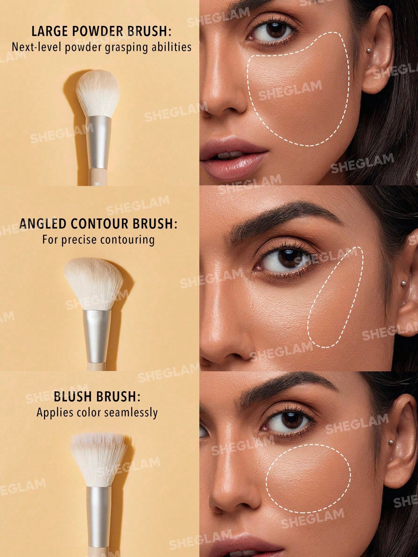 GLAM 101 FACE ESSENTIALS BRUSH SET WITH BAG